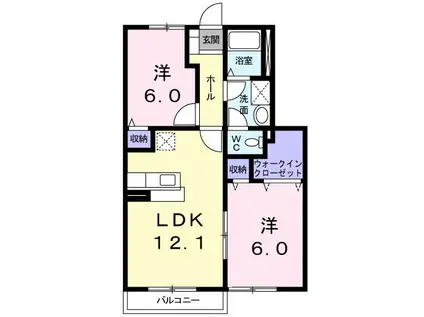 ネイチャーフィールドC(2LDK/1階)の間取り写真