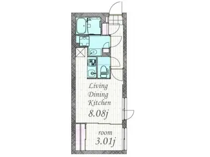 QUADOR川名(1LDK/4階)の間取り写真