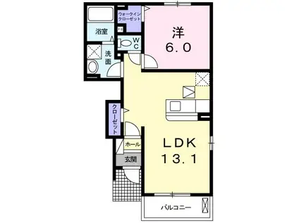 メゾンプロムナードD(1LDK/1階)の間取り写真