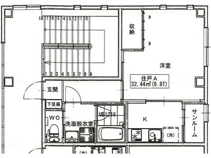 シルクエース(1K/2階)の間取り写真