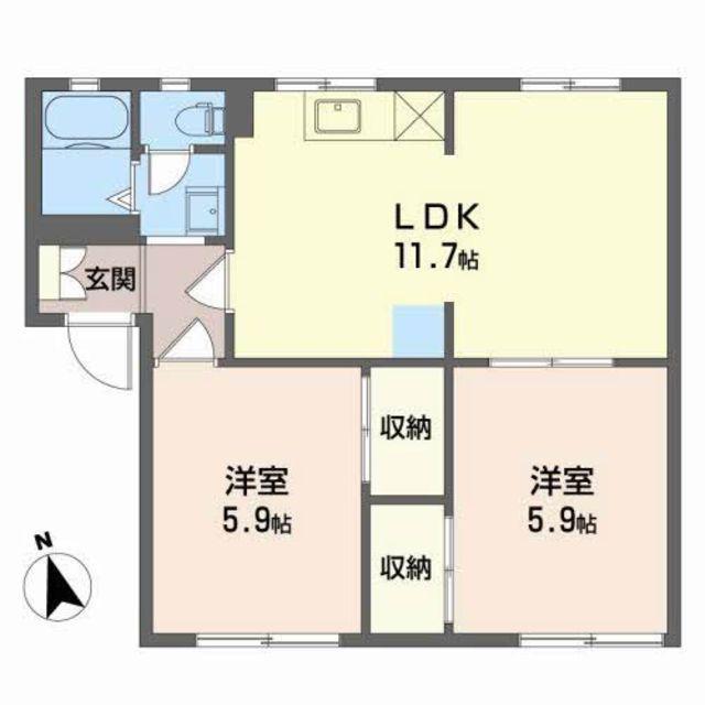 フレグランススギヤマ(2LDK/2階)の間取り写真