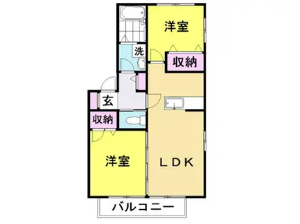 HAPPY ORANGE(2LDK/2階)の間取り写真