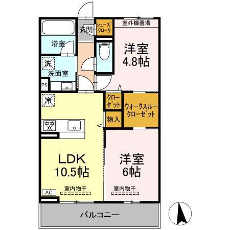 GARDEN蔵(2LDK/3階)の間取り写真