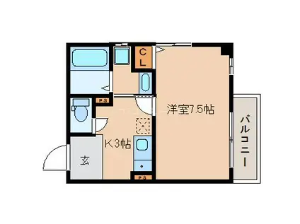 クリアエスト尼崎(1K/3階)の間取り写真