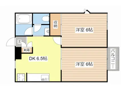 ラ・ネージュ(2DK/2階)の間取り写真