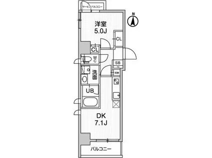 ALTERNA錦糸町 ALTERNA錦糸町(1DK/6階)の間取り写真
