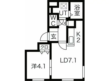 FLAP平岸(1LDK/2階)の間取り写真