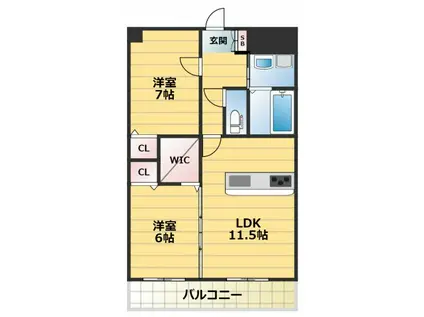 エーデル深江橋(2LDK/8階)の間取り写真
