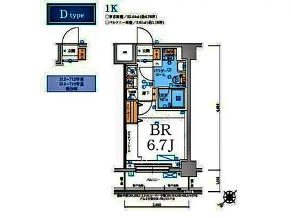 リヴシティ横濱ヒルサイドテラス(1K/5階)の間取り写真