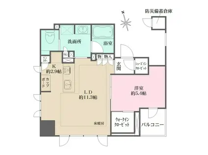 タワー・ザ・ファースト栄三丁目(1LDK/4階)の間取り写真