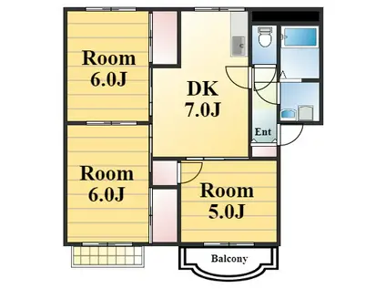 山本ハイツC(3DK/2階)の間取り写真