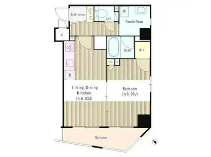 アクアアンビシャス八丁堀(1LDK/10階)の間取り写真