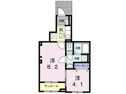 エスポワールヒロ B(2K/1階)の間取り写真