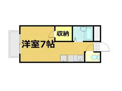 シャトープラティークI(ワンルーム/2階)の間取り写真