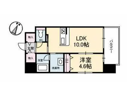 シャーメゾンステージ 碧・湯田(1LDK/13階)の間取り写真