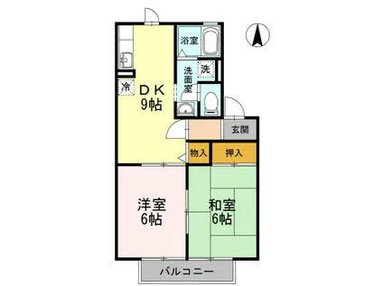 サニーコート治平(2DK/1階)の間取り写真