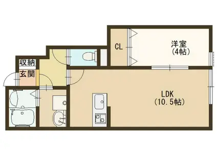 カーサリーラ池田公園前(1LDK/1階)の間取り写真