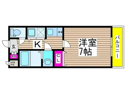 ウインズコート荘園(1K/3階)の間取り写真