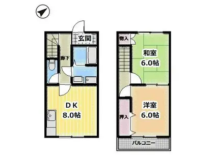 ヴィラ・マーシュ(2DK/1階)の間取り写真