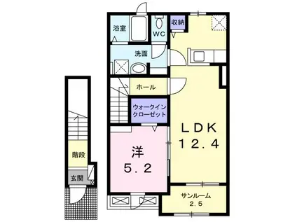 コリウスB(1LDK/2階)の間取り写真