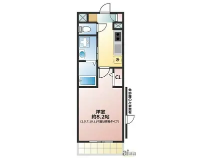RUSCELLO (1K/2階)の間取り写真