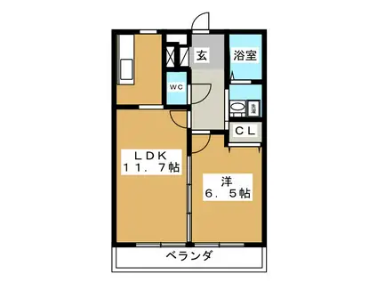 スカイヒルズ柳島(1LDK/1階)の間取り写真