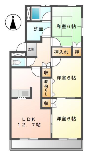 ベルクレスト(3LDK/3階)の間取り写真