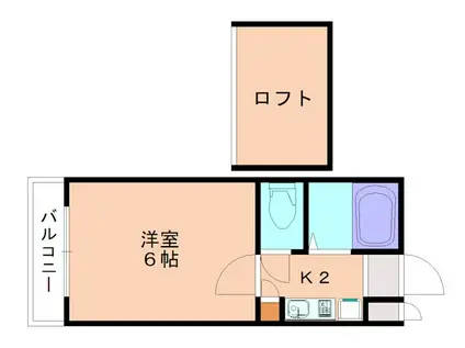 サンライズパティオI(1K/2階)の間取り写真