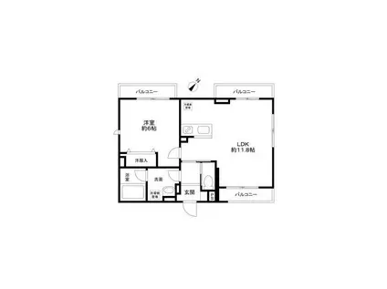 メゾン22 ウエスト(1LDK/1階)の間取り写真