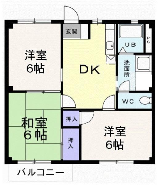 ビバリーヒルズ大上(3DK/1階)の間取り写真