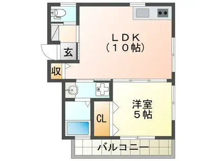 モンタージュ垂水(1LDK/2階)の間取り写真