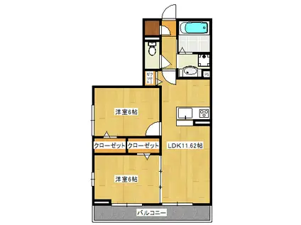 サントミ―(2LDK/2階)の間取り写真
