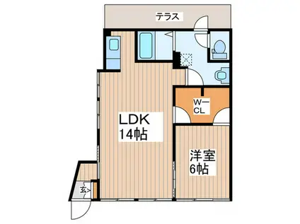 梅沢ビル(1LDK/1階)の間取り写真