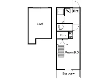 プラムハイツ(ワンルーム/2階)の間取り写真