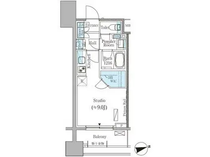 パークアクシス御茶ノ水ヒルトップ(ワンルーム/10階)の間取り写真