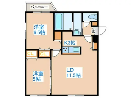 CAPPUCCINO(2LDK/1階)の間取り写真