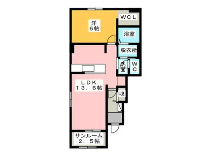 GREENWOOD白山(1LDK/1階)の間取り写真