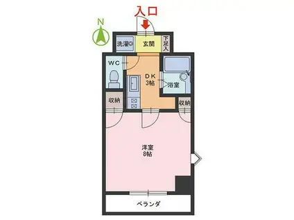 エル・ヴィエント(1DK/3階)の間取り写真