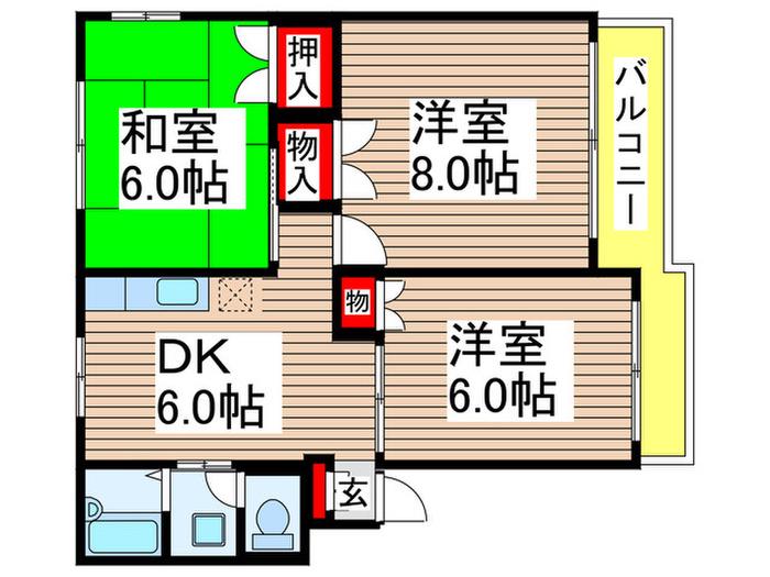 ニューエリール(3DK/3階)の間取り写真