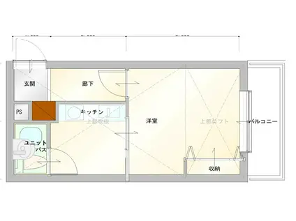 キンブリッジ京都駅西(1K/3階)の間取り写真
