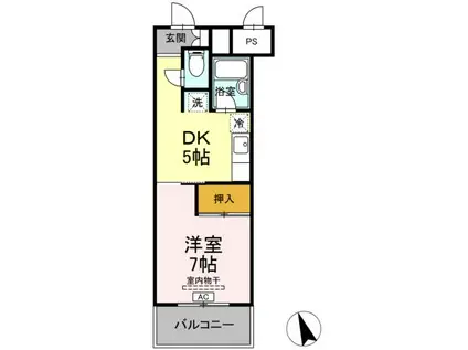 サンラフォーレ花北(1DK/1階)の間取り写真