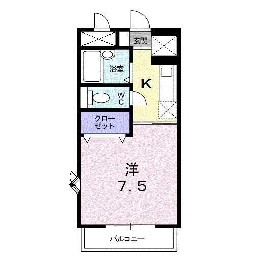 BLUE・SKY鴻川(1K/2階)の間取り写真