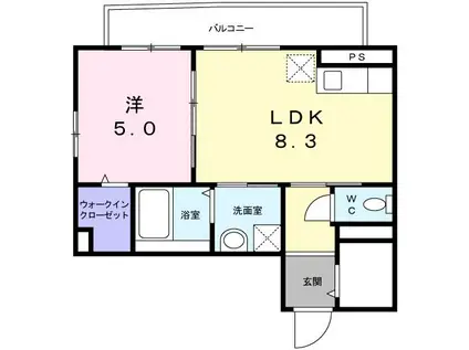 コンソラーレ石川町(1LDK/4階)の間取り写真