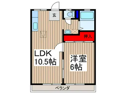 宮岡第1パナハイツ(2DK/2階)の間取り写真