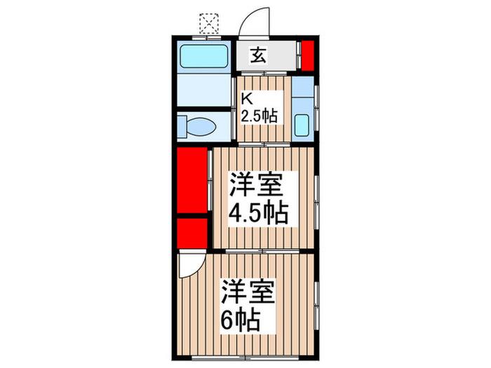 金子コーポ(2K/2階)の間取り写真