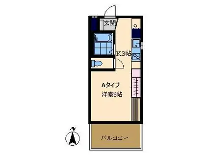 BRISA八景(ワンルーム/2階)の間取り写真