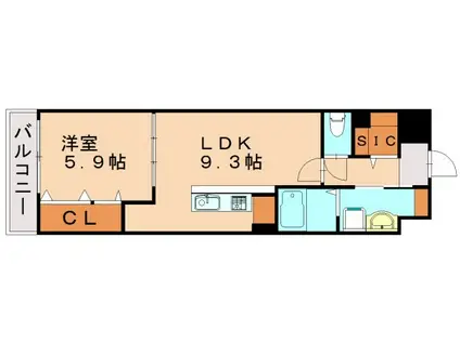 レガリア吉塚(1LDK/4階)の間取り写真