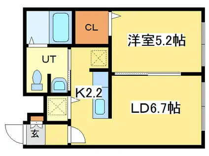 ブランノワールデコ(1LDK/4階)の間取り写真