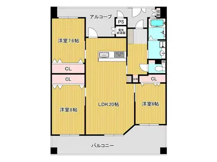 アドバンス21ベイスクエア・タイムズモア(3LDK/10階)の間取り写真