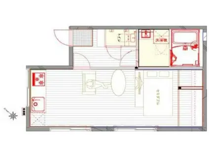 ヴィレッジハウス(ワンルーム/2階)の間取り写真